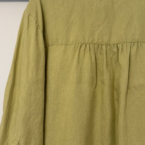 EVERLANE Linen Billow Blouse Olive Green - Picture 4 of 7